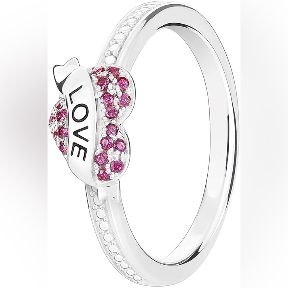 Banner Heart Ring with Dark Red Swarovski .925 Chamilia NEW